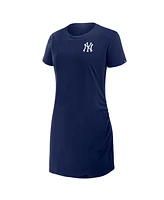 Fanatics Women's Navy New York Yankees Ruched Drape T-Shirt Dress
