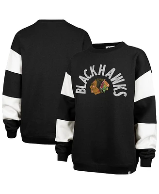 '47 Brand Women's Black Chicago Blackhawks Eephus Barred Pullover Sweatshirt