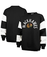 '47 Brand Women's Black Chicago Blackhawks Eephus Barred Pullover Sweatshirt