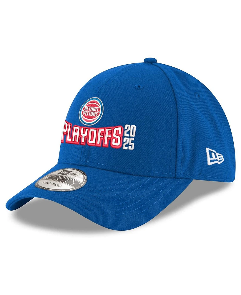 New Era Men's Blue Detroit Pistons 2025 Nba Playoffs 9FORTY A-Frame M-Crown Adjustable Hat