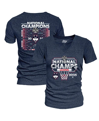 Blue 84 Women's Navy UConn Huskies 2025 Ncaa Basketball National Champions Bracket Tri-Blend V-Neck T-Shirt