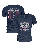 Blue 84 Women's Navy UConn Huskies 2025 Ncaa Basketball National Champions Bracket Tri-Blend V-Neck T-Shirt