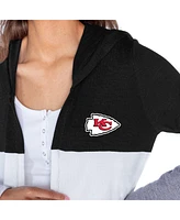 Gameday Couture Women's Black Kansas City Chiefs Tri-Blend Color Block Lightweight Cardigan Hoodie