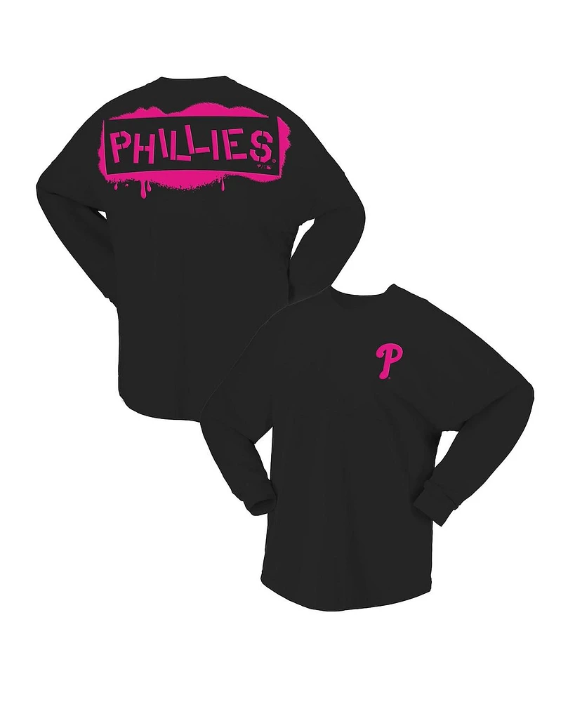 Fanatics Women's Black Philadelphia Phillies Neon Jersey Long Sleeve T-Shirt