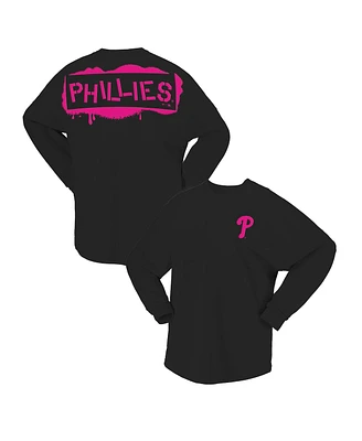 Fanatics Women's Black Philadelphia Phillies Neon Jersey Long Sleeve T-Shirt