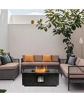 Mondawe 35-inch,50,000 Btu Square Planter BaseOutdoor Propane Fire Pit Table