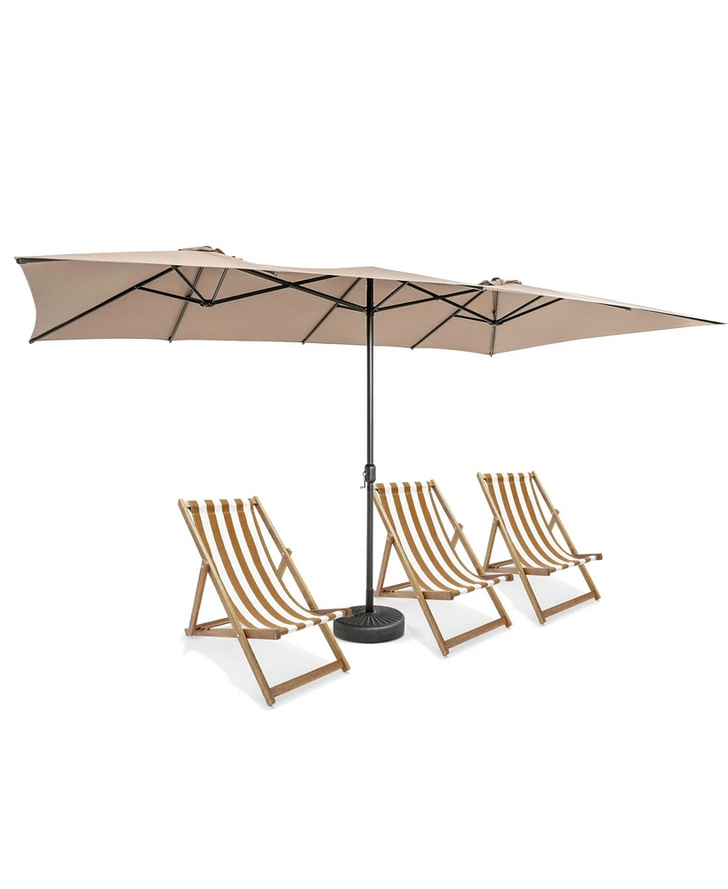 Gymax 15FT Double-Sided Market Umbrella Large Crank Handle Vented Twin Patio