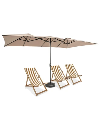 Gymax 15FT Double-Sided Market Umbrella Large Crank Handle Vented Twin Patio