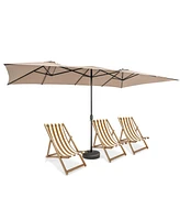 Gymax 15FT Double-Sided Market Umbrella Large Crank Handle Vented Twin Patio