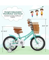 Inch Kids Bike Retro Bicycle with Adjustable Height Basket for Ages 4-8 Years Old
