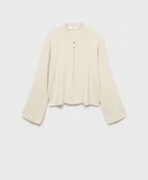 Mango Women's Rib-Knit Zipper Jacket