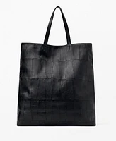 Mango Women's Patchwork Leather Shopper Bag