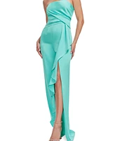 Dress the Population Women's Shawn Ruffled Side-Slit Jumpsuit
