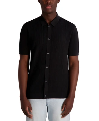 Karl Lagerfeld Paris Men's Knit Cardigan Polo Shirt