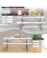 6ft Picnic Table with 2 Benches Heavy-Duty Table for 6-8 Person