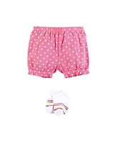 Hudson Baby Girls Bodysuit, Short and Sock, Hello Sunshine Sunglasses