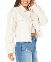 Celebrity Pink Juniors' Frayed-Hem Cropped Denim Jacket