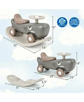 Convertible Rocking Horse and Sliding Car with Detachable Balance Board-Black