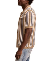 Lucky Brand Men's Short Sleeve Striped Cardigan Sweater