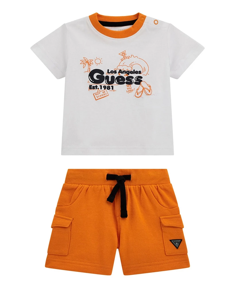 Guess Baby Boys 2-Piece Short Sleeve T-Shirt and Active Shorts Set