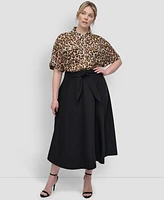 Dkny Plus Belted A-Line Midi Skirt