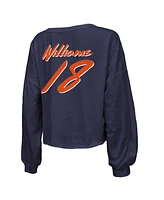 Majestic Women's Caleb Williams Navy Chicago Bears Name Number Off-Shoulder Script Cropped Long Sleeve V-Neck T-Shirt