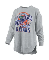 Pressbox Women's Gray Florida Gators 2025 Ncaa Men's Basketball National Champions Logo Long Sleeve T-Shirt