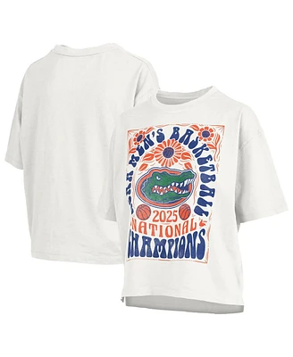 Pressbox Women's White Florida Gators 2025 Ncaa Men's Basketball National Champions Harmony Motley Crew Oversized Slub T-Shirt