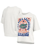 Pressbox Women's White Florida Gators 2025 Ncaa Men's Basketball National Champions Harmony Motley Crew Oversized Slub T-Shirt
