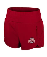 Colosseum Women's Scarlet Ohio State Buckeyes Stop By Smocked High Waist Shorts