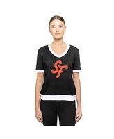 New Era Women's Black San Francisco Giants 2025 City Connect Rhinestone V-Neck T-Shirt