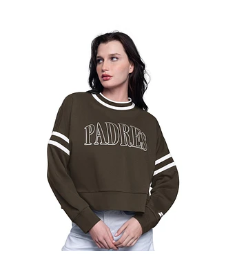 Starter Women's Brown San Diego Padres Power Play Cropped Pullover Sweatshirt