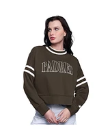 Starter Women's Brown San Diego Padres Power Play Cropped Pullover Sweatshirt