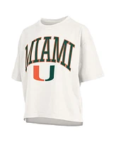 Pressbox Women's White Miami Hurricanes Nelson Arch Over Logo Waist Length Oversized Slub T-Shirt