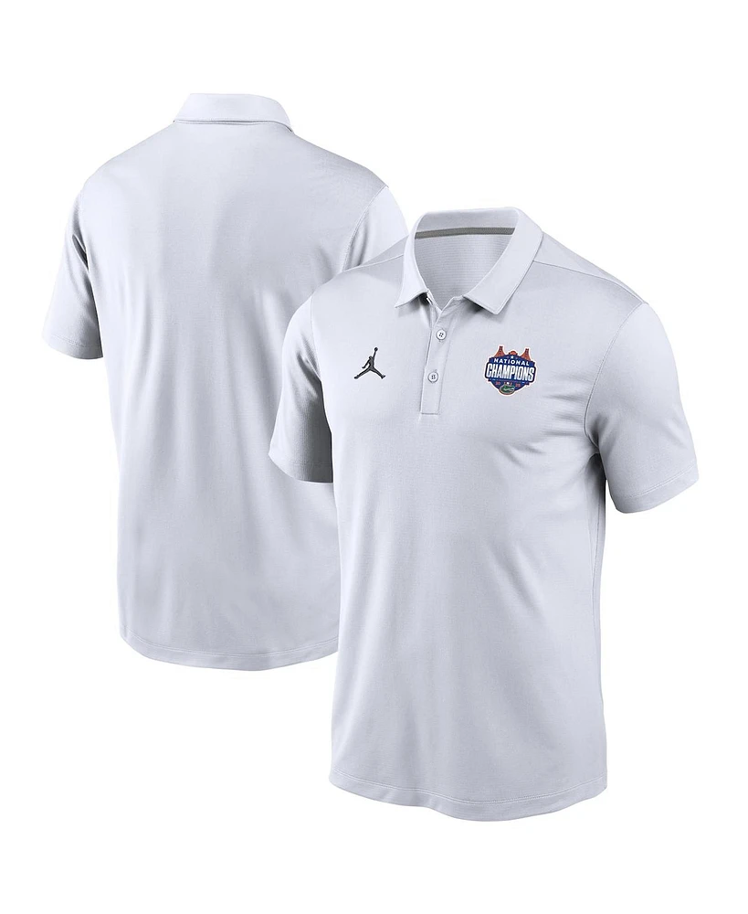 Jordan Men's White Florida Gators 2025 Ncaa Basketball National Champions Victory Solid Performance Polo Shirt