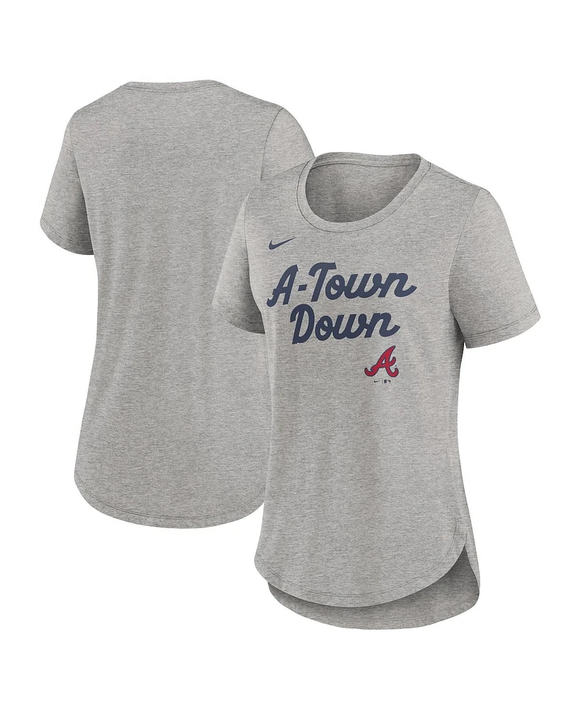 Nike Women's Heather Gray Atlanta Braves Script Tri-Blend T-Shirt