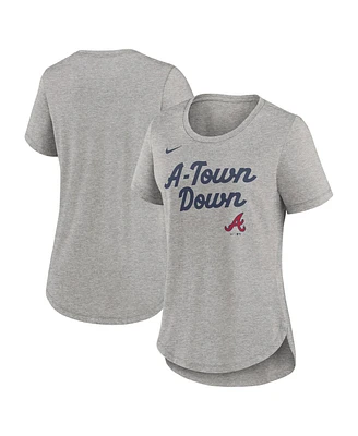 Nike Women's Heather Gray Atlanta Braves Script Tri-Blend T-Shirt