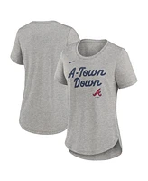 Nike Women's Heather Gray Atlanta Braves Script Tri-Blend T-Shirt