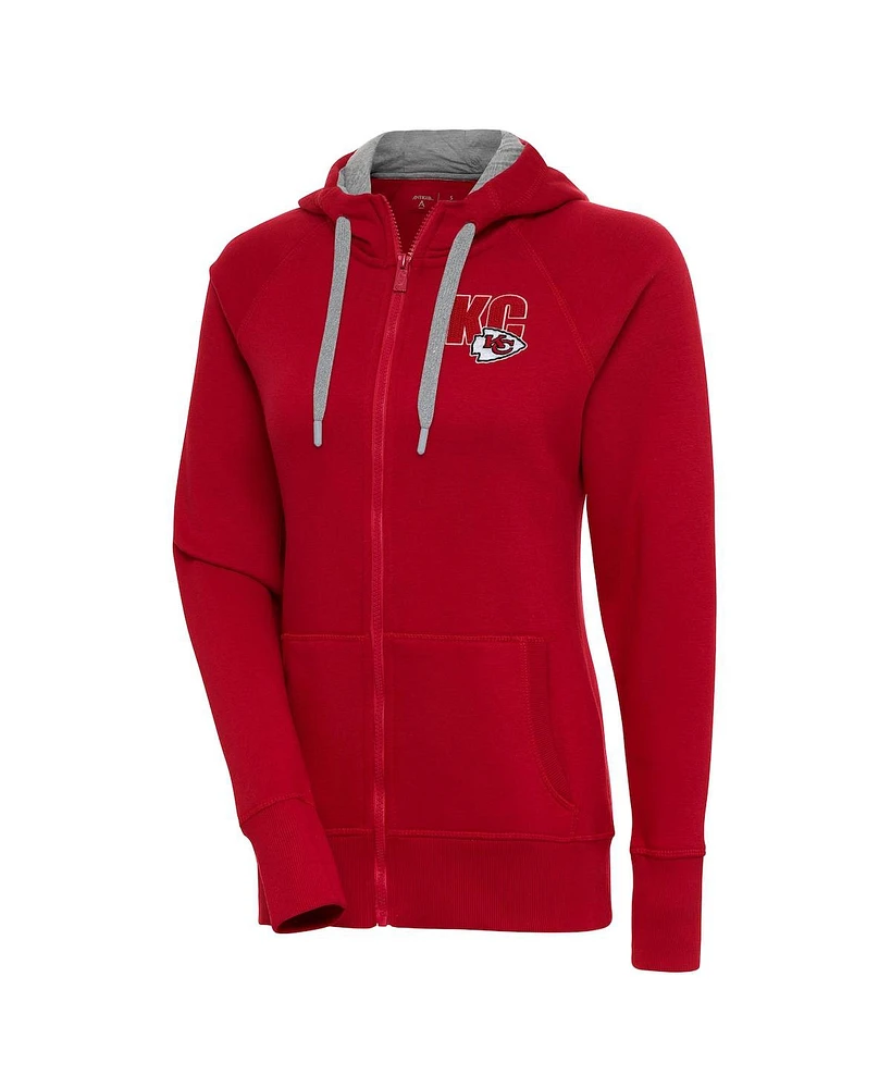 Antigua Women's Red Kansas City Chiefs Victory Full-Zip Hoodie