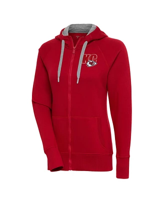 Antigua Women's Red Kansas City Chiefs Victory Full-Zip Hoodie
