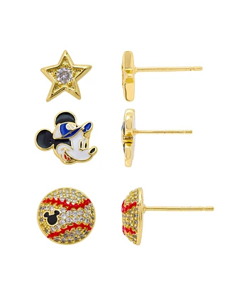 Disney Mickey Mouse Cubic Zirconia Baseball Earring Set