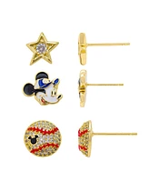 Disney Mickey Mouse Cubic Zirconia Baseball Earring Set