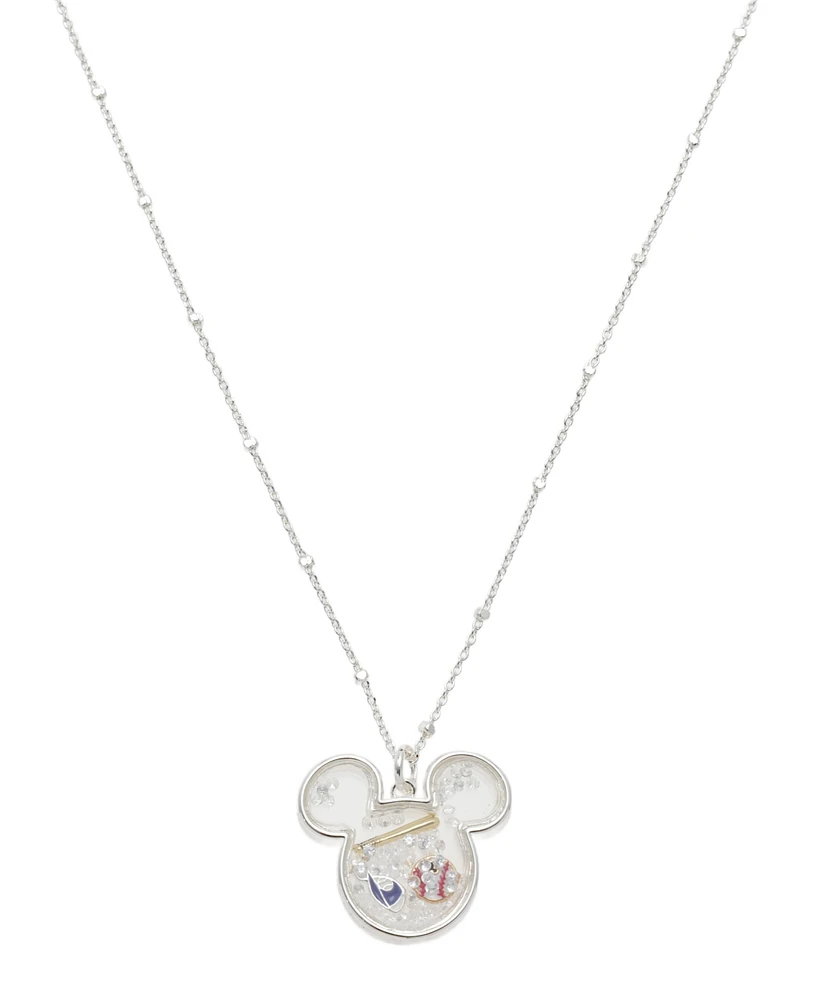 Disney Mickey Mouse Crystal Baseball Shaker Pendant Necklace