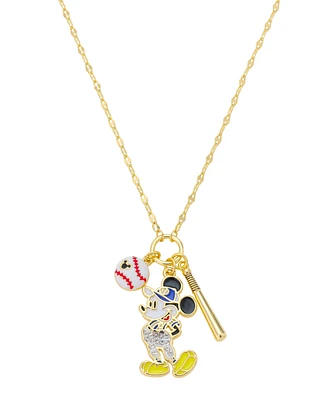 Disney Mickey Mouse Crystal Baseball Charm Necklace
