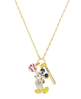 Disney Mickey Mouse Crystal Baseball Charm Necklace