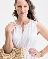 Style & Co Women's Cotton Sleeveless Lace-Mix Midi Dress, Exclusively at Macy's