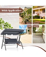 3 Seat Outdoor Patio Canopy Swing with Cushioned Steel Frame