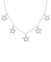 Guess Silver-Tone Pave Star Charm Statement Necklace, 16" + 2" extender