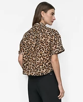 Dkny Women's Printed Chiffon Camp Shirt