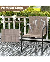 2 Pcs Outdoor Dining Chairs Patio Furniture Chair with Breathable Seat & Backrest